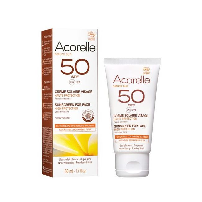 Crème Solaire Bio Visage SPF 50 Acorelle Packaging