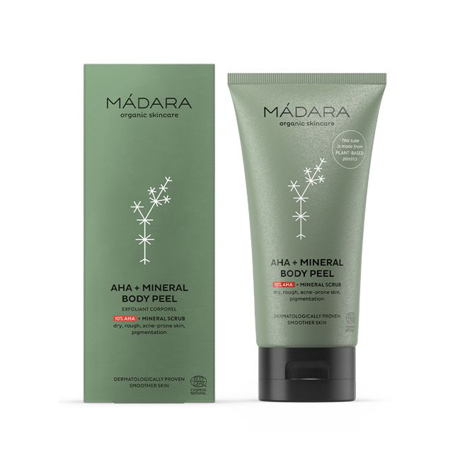 Madara's AHA + Mineral body peel Packaging
