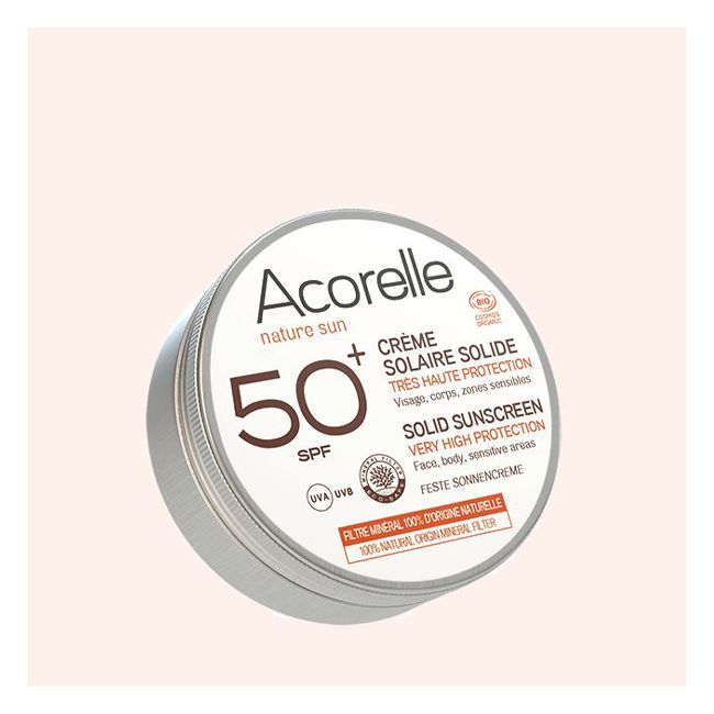 Crème solaire minérale solide SPF 50+ Acorelle Pack