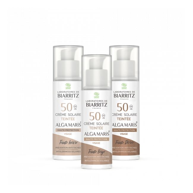 Crème Solaire Visage Bio Teintée SPF 50 Alga Maris Laboratoires De Biarritz Pack