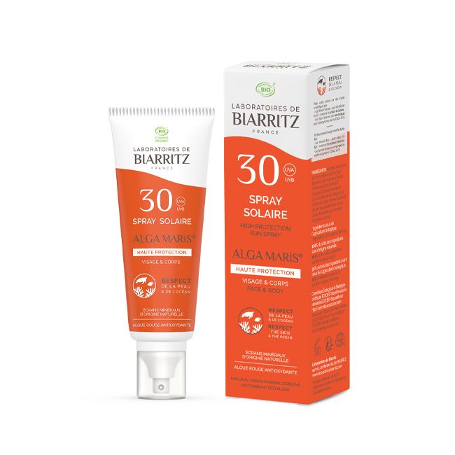 Crème solaire bio en spray SPF 30 Laboratoires de Biarritz Pack