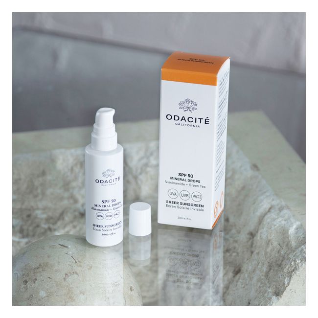 Crème solaire minérale invisible Mineral Drops SPF 50 Odacité Packaging