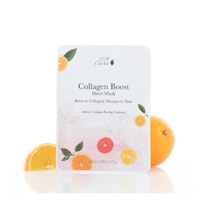 100% Pure's Collagen Boost Sheet Face mask Lifestyle