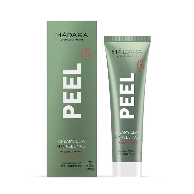 Masque naturel visage gommant Peel 7% AHA et argile Madara Pack