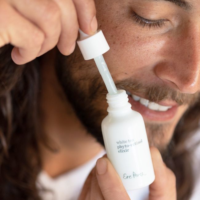 Ere Perez's White tea phyto-retinol elixir Natural face care Packaging