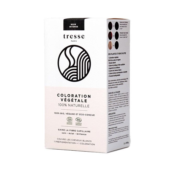 Natural organic vegetable coloring intense black Tresse