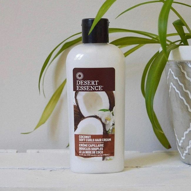Desert Essence coconut soft curl hair cream lifestyle