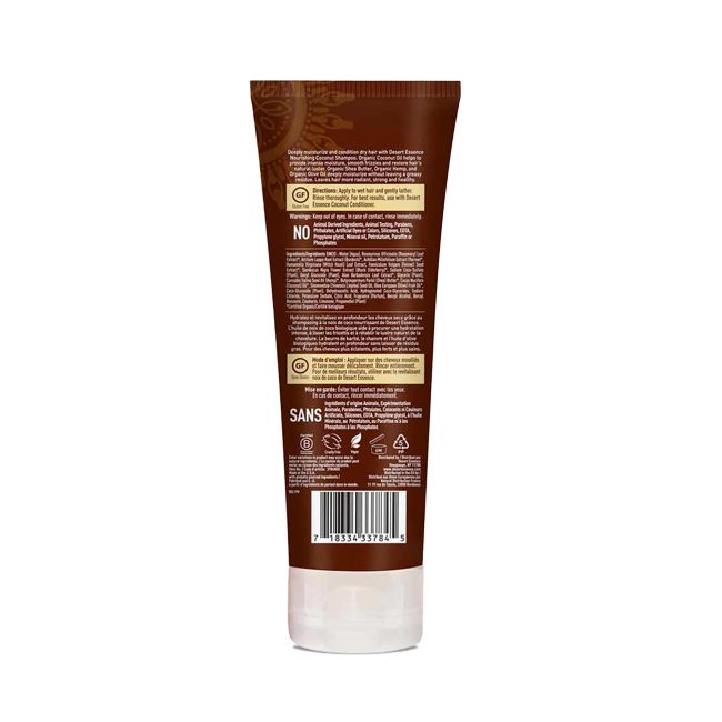 Desert Essence coconut dry hair shampoo pack