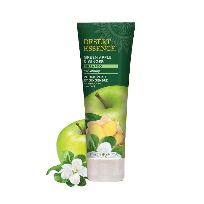 Desert Essence Green Apple and Ginger Fine Hair Volume Shampoo pack beauté