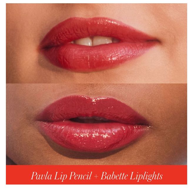 RMS Beauty Pavla red lip pencil Go nude application