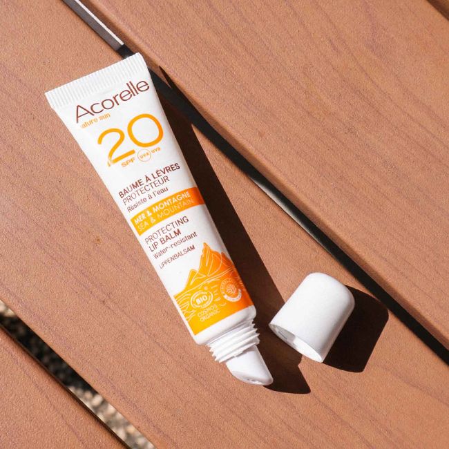 Acorelle organic Lip Balm SPF 20 lifestyle