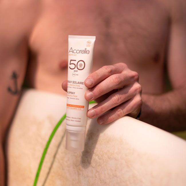 Crème Solaire Bio SPF50 en spray Acorelle cosmétiques