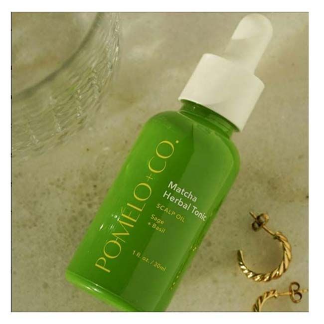 Pomelo + Co Matcha Herbal Tonic scalp oil lifestyle