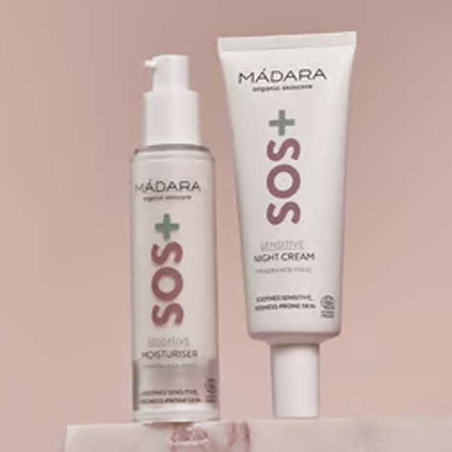 Crème peau sensible de nuit SOS + Sensitive Madara pack
