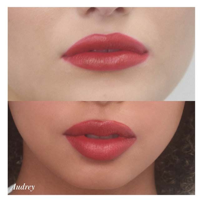 RMS Beauty Natural lipstick Legendary Stick serum Audrey model