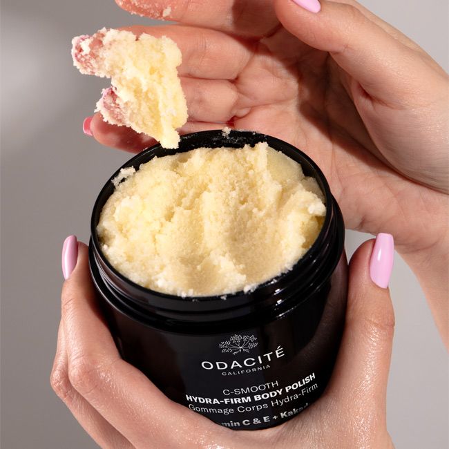 Odacité's C-Smooth natural body scrub lifestyle