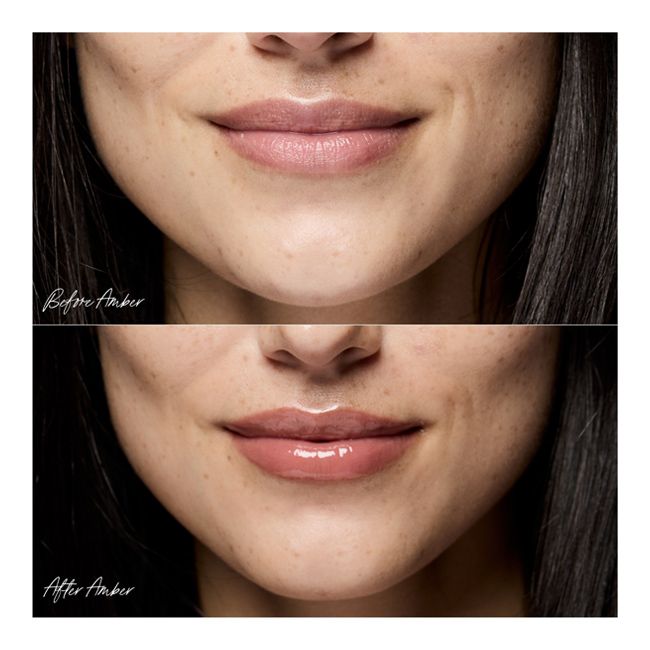 RMS Beauty’s Amber Legendary Lip Oil Application