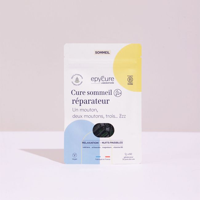 Epycure's Sleep food supplement capsules Cure Sommeil réparateur Packshot
