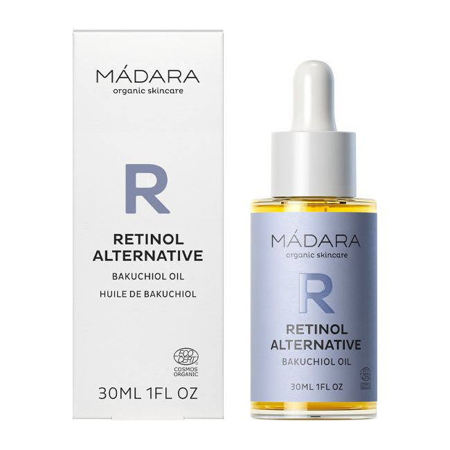 Huile visage naturelle au bakuchiol Retinol Alternative Madara Cosmétiques Packaging