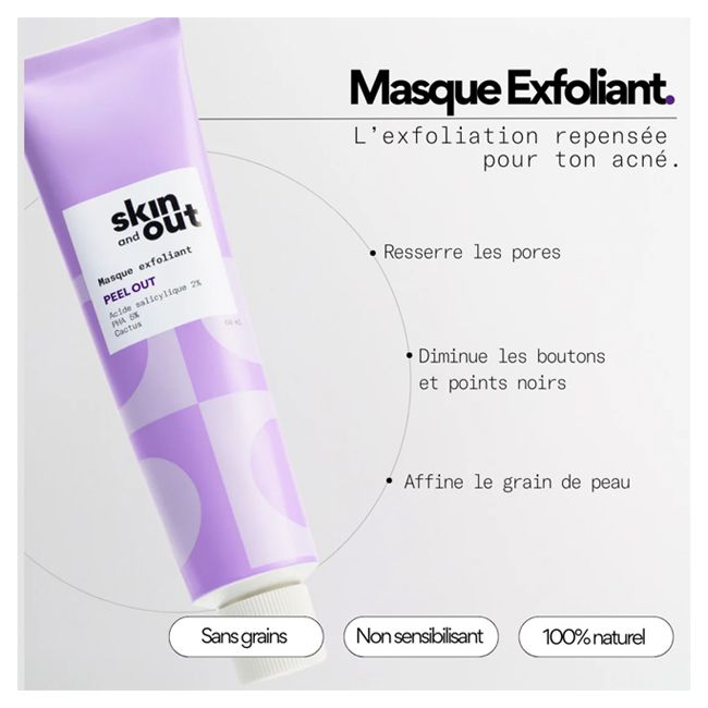 Masque visage bio exfoliant PEEL OUT Skin & Out Bienfaits