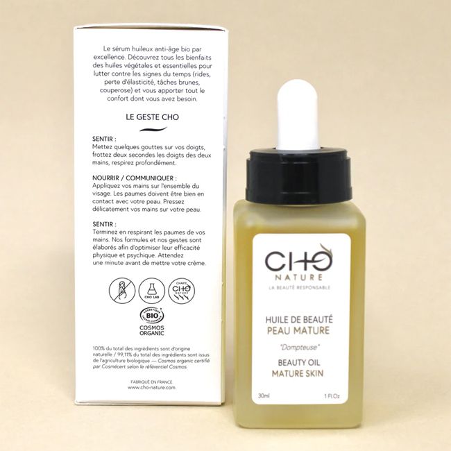 Huile visage naturelle peau mature Cho Nature Application