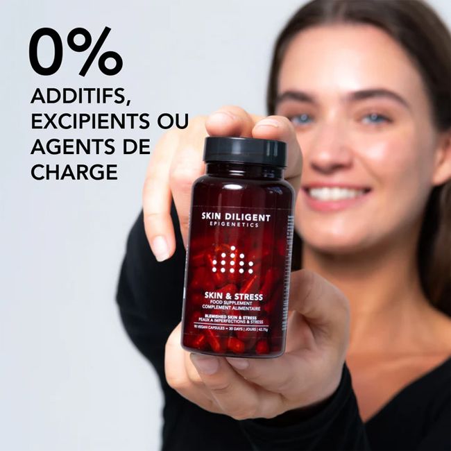 Skin DIligent's Skin & Stress natural Dietary Supplement Composition