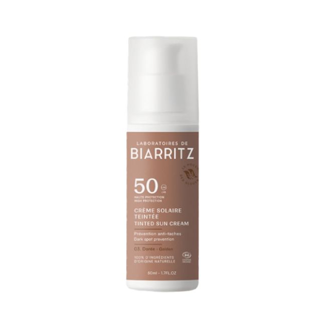 Crème Solaire Visage Bio Teintée SPF 50 Ivoire Alga Maris Laboratoires De Biarritz