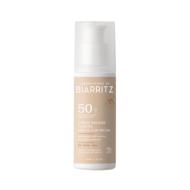 Crème Solaire Visage Bio Teintée SPF 50 Ivoire Alga Maris Laboratoires De Biarritz