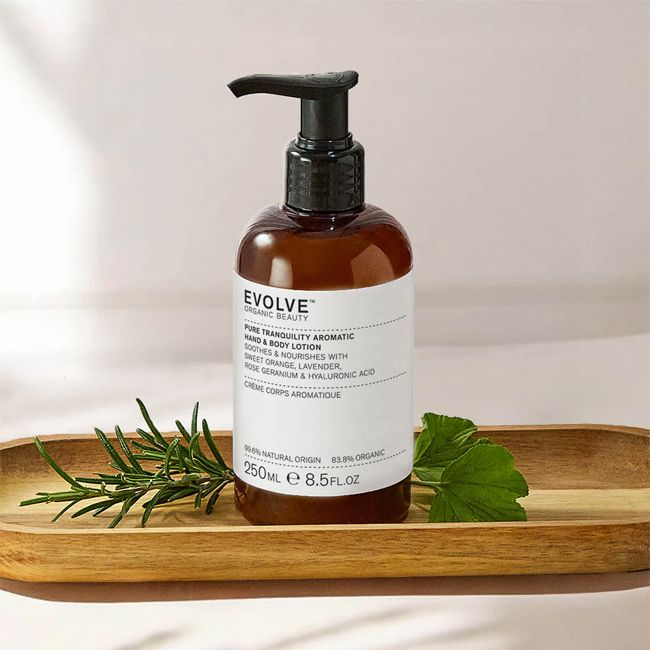 Evolve Beauty's Pure Tranquility Aromatic Hand & organic Body Lotion Lifestyle