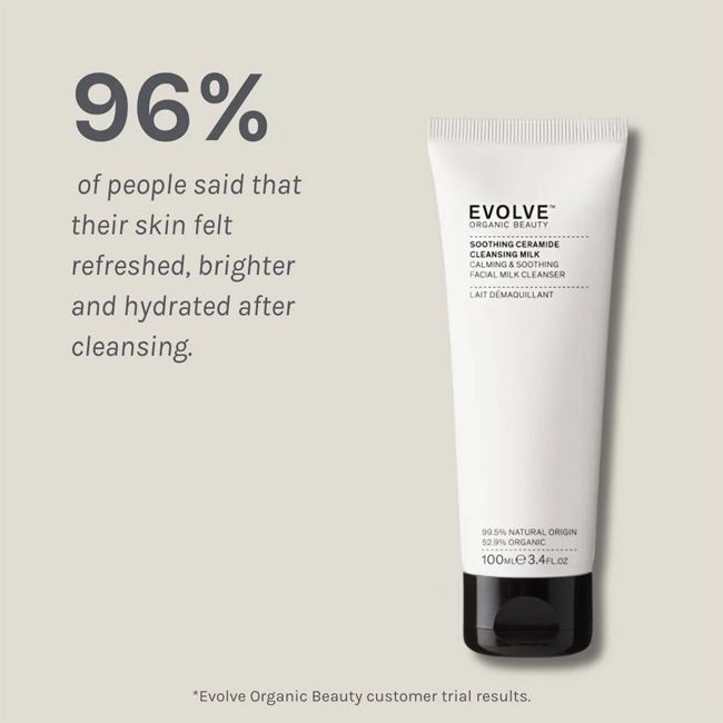 Nettoyant visage naturel lait apaisant aux céramides Evolve Beauty