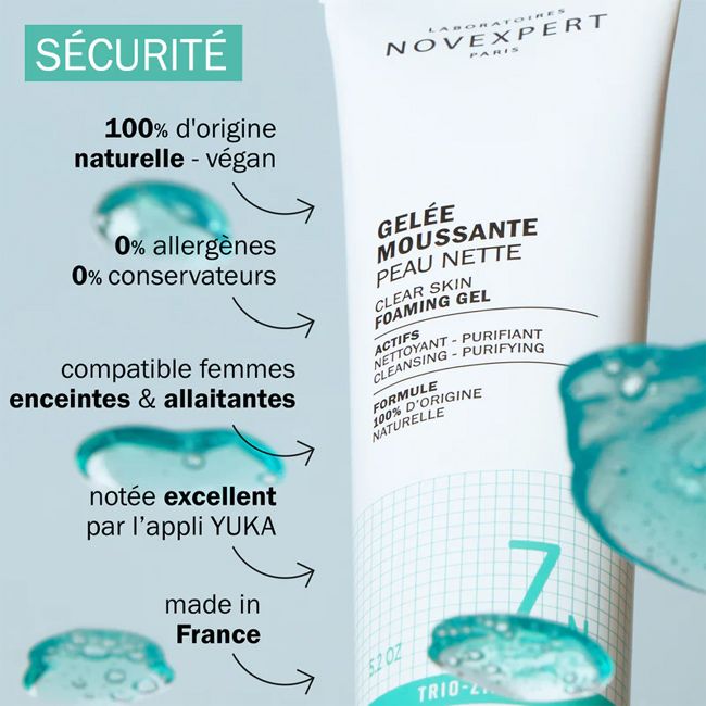 Nettoyant visage naturel Gelée Moussante Peau Nette Novexepert