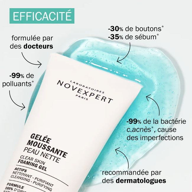 Nettoyant visage naturel Gelée Moussante Peau Nette Novexepert