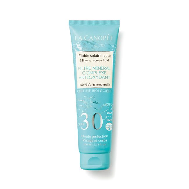 Crème solaire bio fluide lacte SPF 30 La Canopée