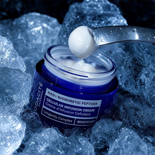 Crème naturelle infusion cellulaire NAD+ péptides biomimetique Odacité